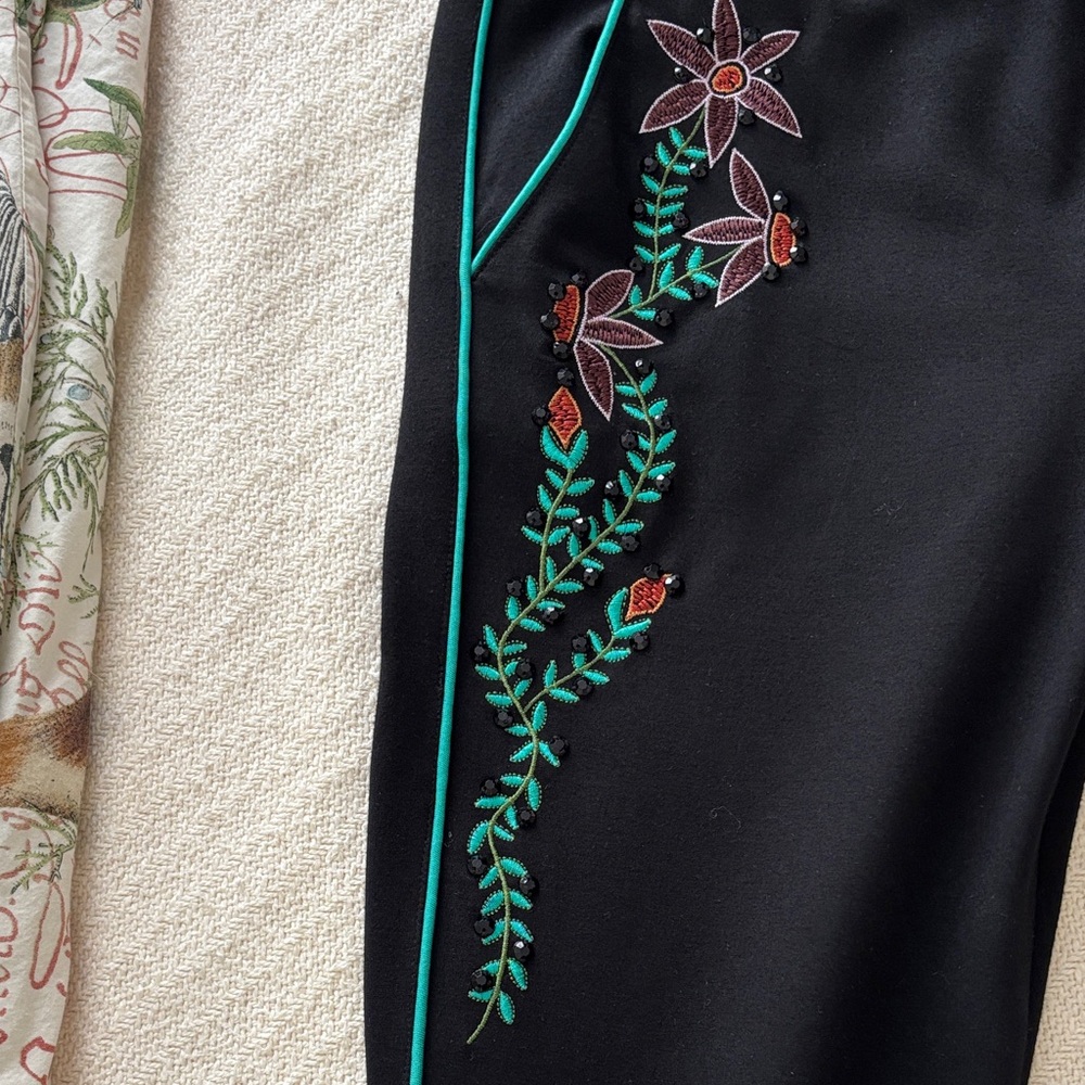 Double D Ranch Black Trousers with Teal Highlights - Picture 10 of 11